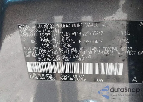 2016 Toyota Rav4 Le из США, поврежденный, VIN 2T3ZFREV6GW277157